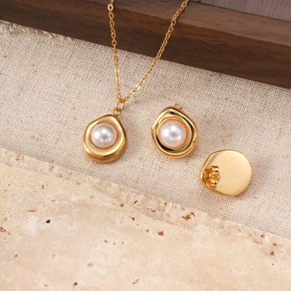 Σετ κοσμημάτων επιχρυσωμένο ατσάλι με πέρλες-SET062