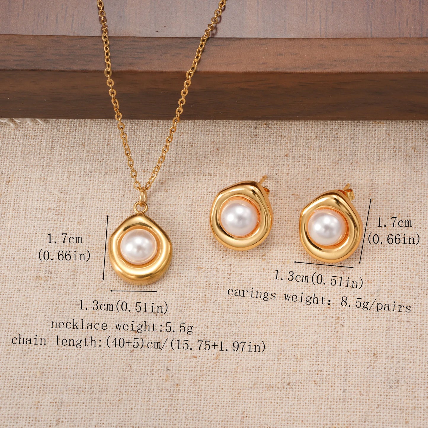 Σετ κοσμημάτων επιχρυσωμένο ατσάλι με πέρλες-SET062