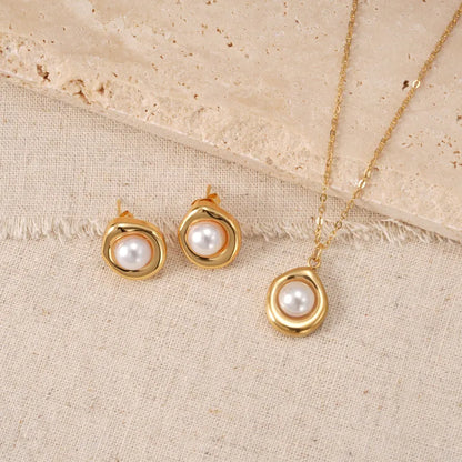 Σετ κοσμημάτων επιχρυσωμένο ατσάλι με πέρλες-SET062