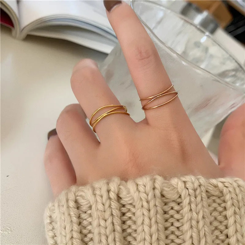 Ring Gilded Steel Infinity-R138 grid