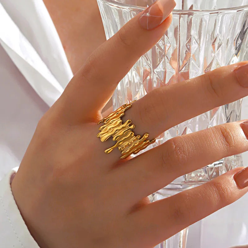 Δαχτυλίδι ατσάλινο χρυσό- w581