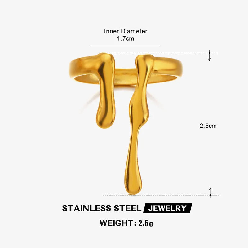 *Δαχτυλίδι επιχρυσωμένο ατσάλι λιωμένο εφέ-R054