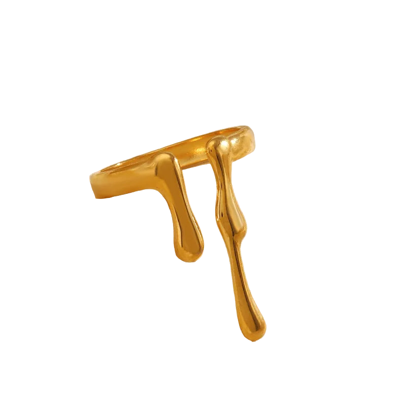 *Δαχτυλίδι επιχρυσωμένο ατσάλι λιωμένο εφέ-R054