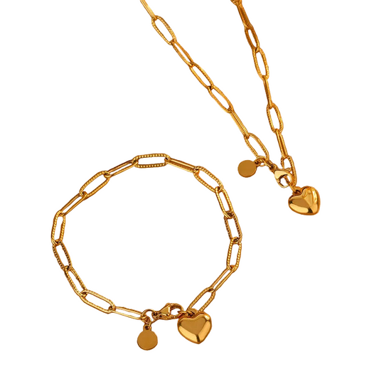 Σετ κοσμημάτων επιχρυσωμένο ατσάλι με καρδιές-SET044