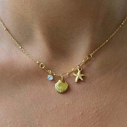 Κολιέ επιχρυσωμένο ατσάλι με κοχύλια- NE689