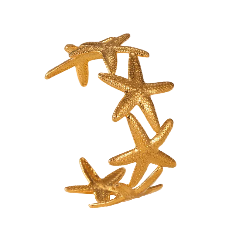 Βραχιόλι επιχρυσωμένο ατσάλι με αστερίες - BR434