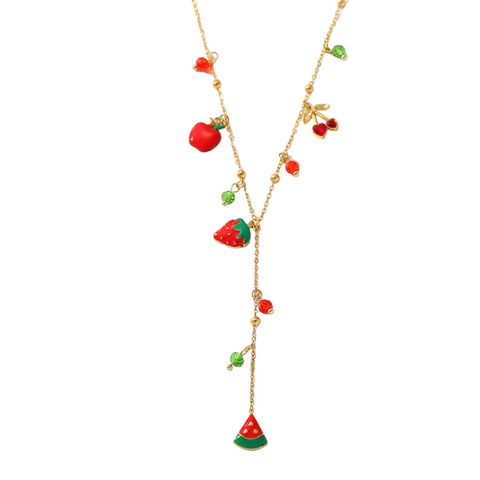 Κολιέ επιχρυσωμένο ατσάλι με φρουτάκια - NE647