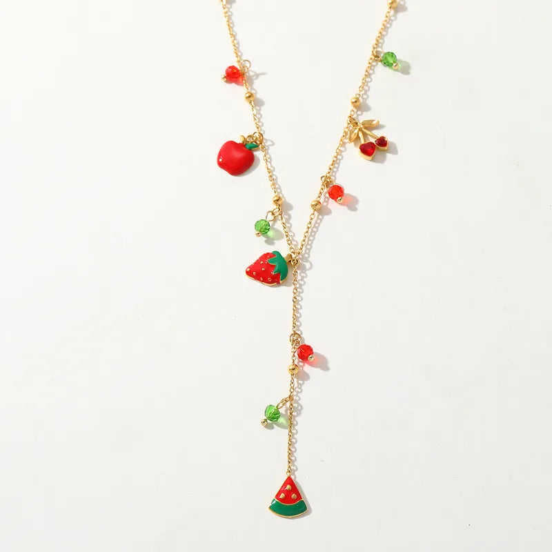 Κολιέ επιχρυσωμένο ατσάλι με φρουτάκια - NE647