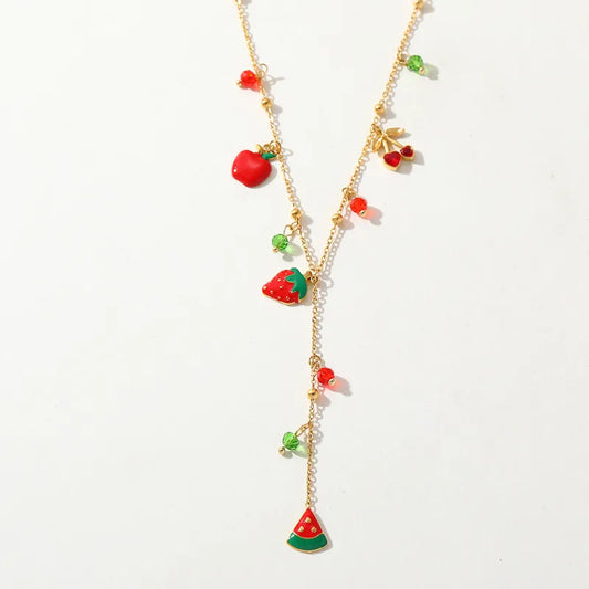 Κολιέ επιχρυσωμένο ατσάλι με φρουτάκια - NE647