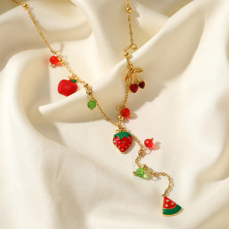 Κολιέ επιχρυσωμένο ατσάλι με φρουτάκια - NE647