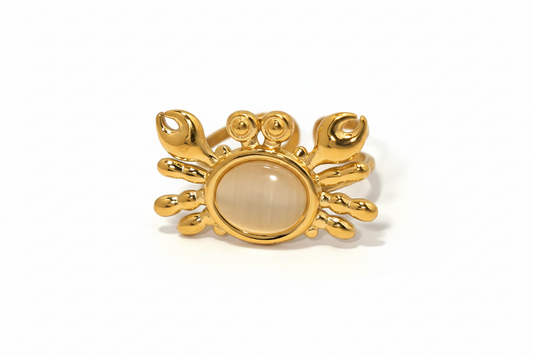 Δαχτυλίδι επιχρυσωμένο ατσάλι καβούρι με πέτρα-R225