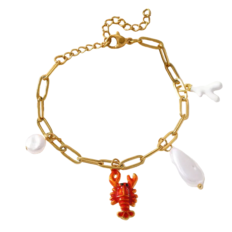 Βραχιόλι επιχρυσωμένο ατσάλι με αστακό - BR454