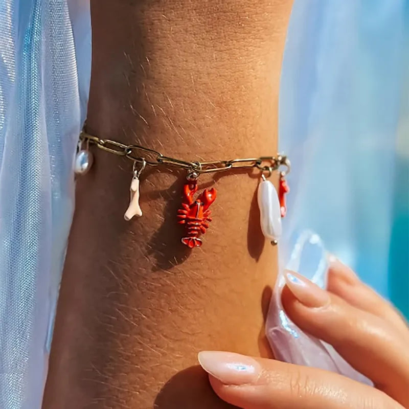 Βραχιόλι επιχρυσωμένο ατσάλι με αστακό - BR454