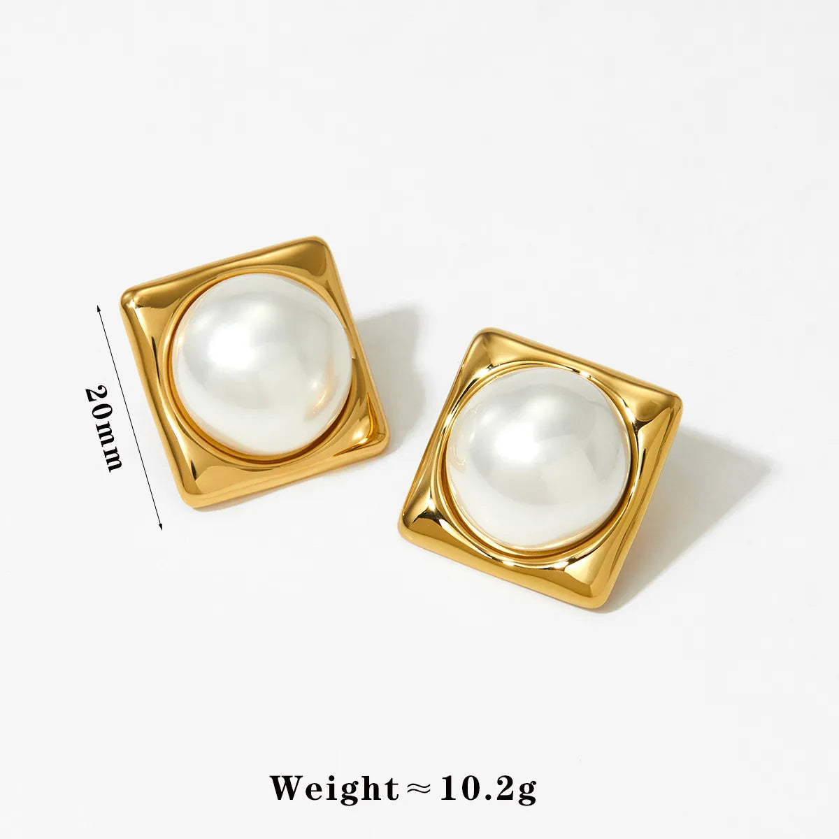 Earrings Gold Plum Squares with pearls in-ea323