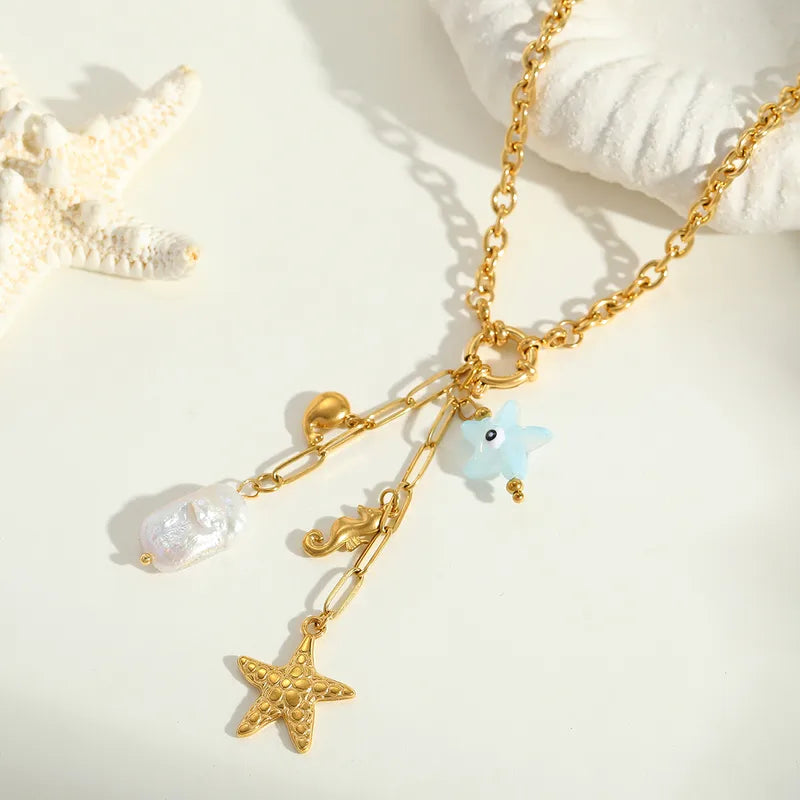 Κολιέ επιχρυσωμένο ατσάλι με καλοκαιρινά charms - NE664