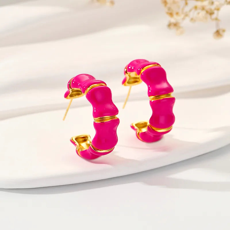 Steel earrings fuchsia - EA352