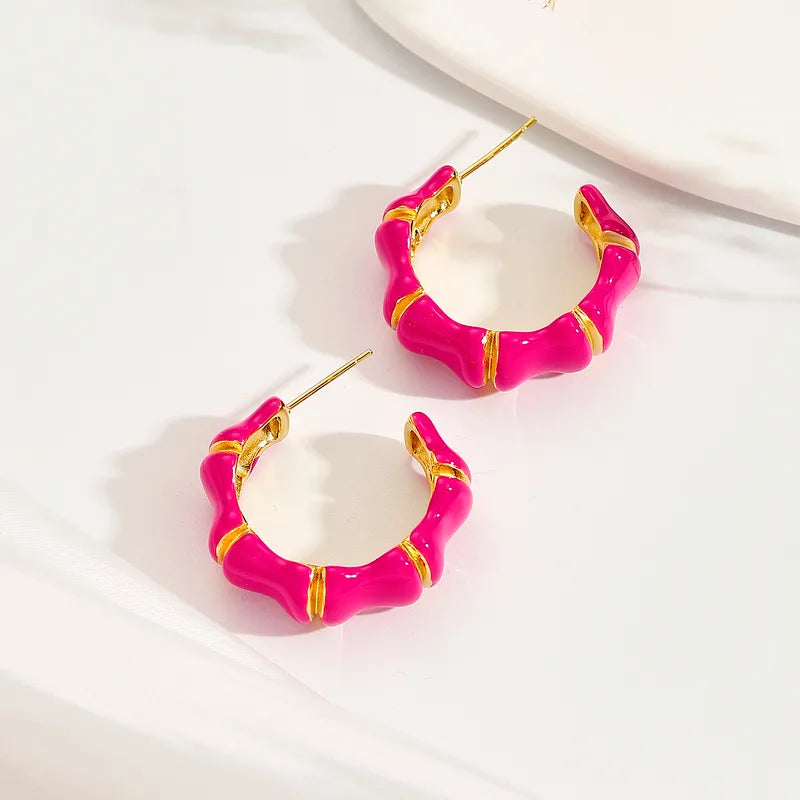 Steel earrings fuchsia - EA352