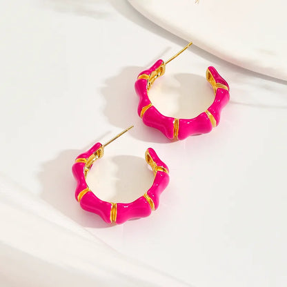 Steel earrings fuchsia - EA352