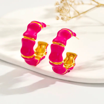 Steel earrings fuchsia - EA352