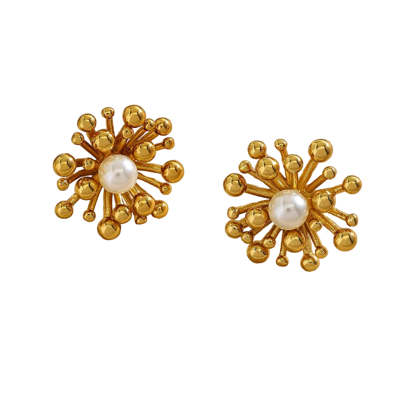 Earrings Gold Plated Flower with pearl-ea473