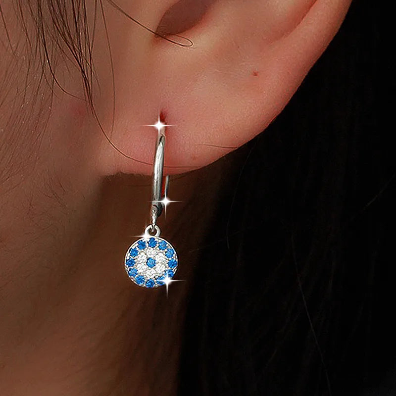 Silver Silk Earrings with Silver and Blue Zircon-EA610