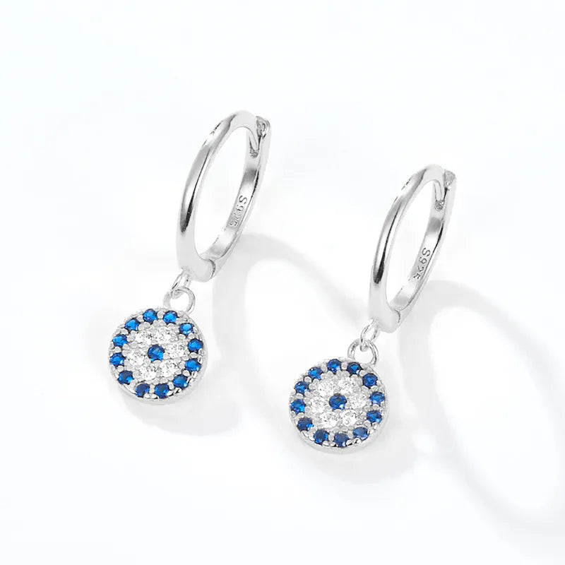 Silver Silk Earrings with Silver and Blue Zircon-EA610