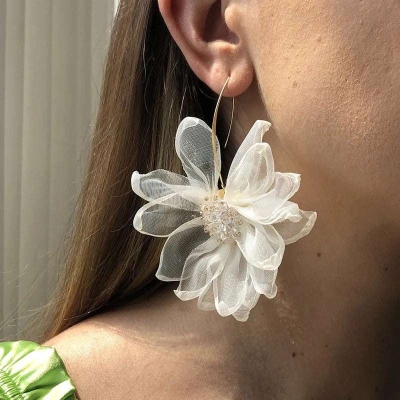 Tulle flower earrings - ea320