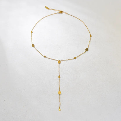 Colier lacrimă din oțel placat cu aur-NE509