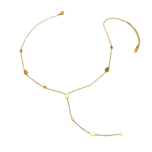 Colier lacrimă din oțel placat cu aur-NE509