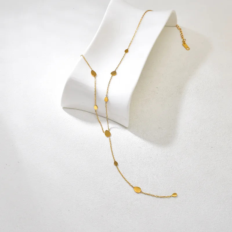 Colier lacrimă din oțel placat cu aur-NE509