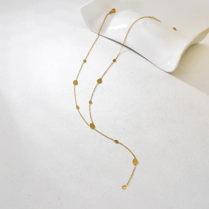 Colier lacrimă din oțel placat cu aur-NE509