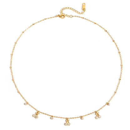 Κολιέ επιχρυσωμένο ατσάλι με κεράσια και στρας-NE109