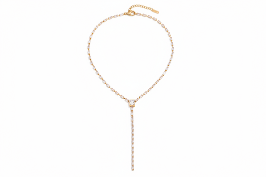 Κολιέ επιχρυσωμένο ατσάλι αλυσίδα με zircon-NE537