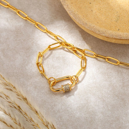 Βραχιόλι επιχρυσωμένο ατσάλι αλυσίδα με στρας-BR224