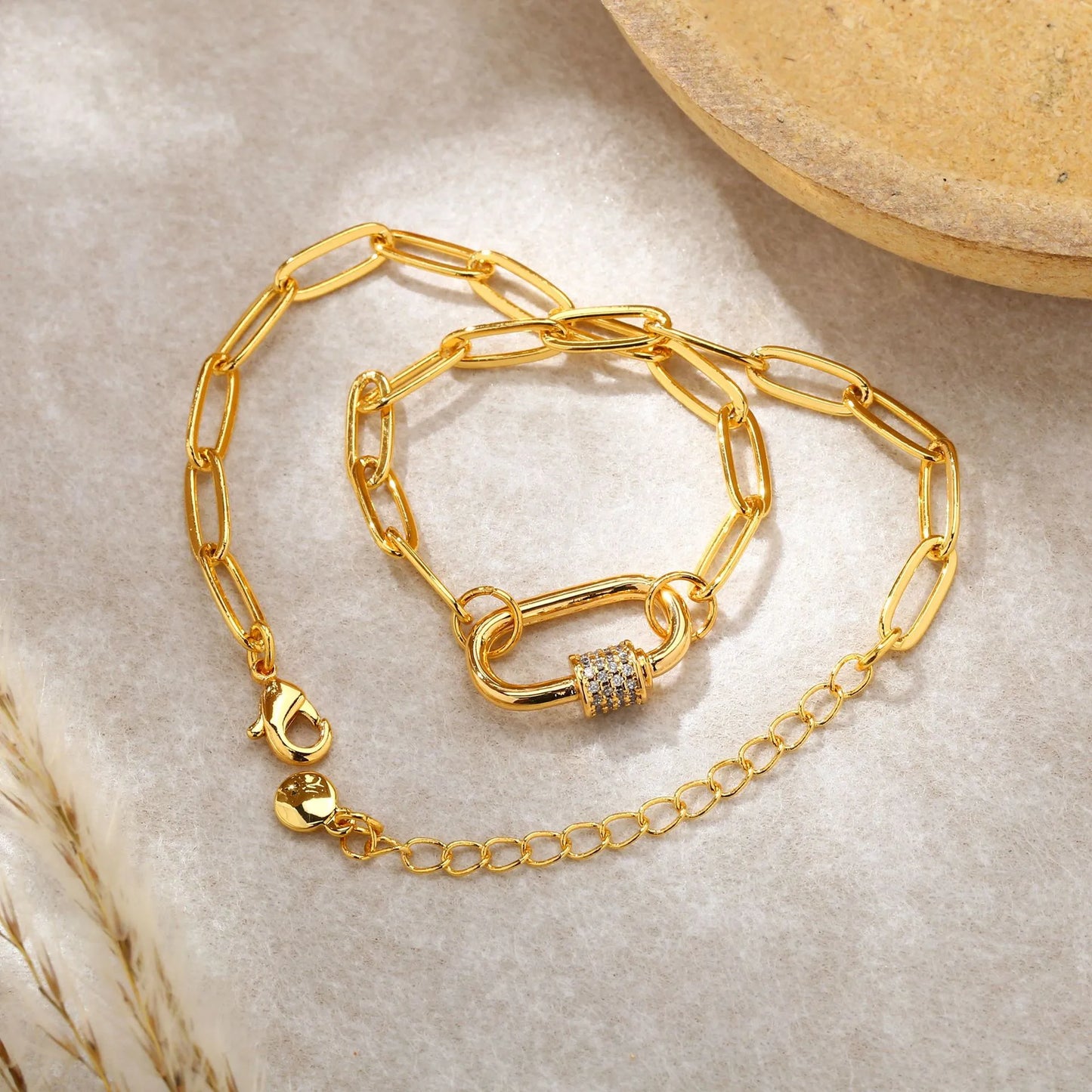 Βραχιόλι επιχρυσωμένο ατσάλι αλυσίδα με στρας-BR224