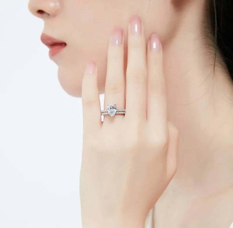 Διπλό δαχτυλίδι δάκρυ με zircon-R254
