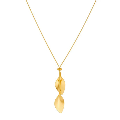 Steel necklace with gold leaves - NE021