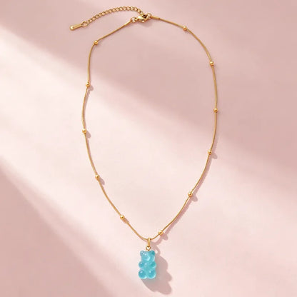 Steel necklace with pink zircon hearts - NE426