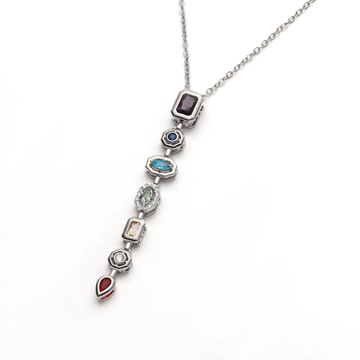 Κολιέ ατσάλι με χρωματιστά zircon - NE717