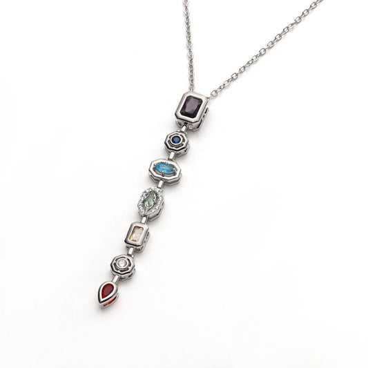 Κολιέ ατσάλι με χρωματιστά zircon - NE717