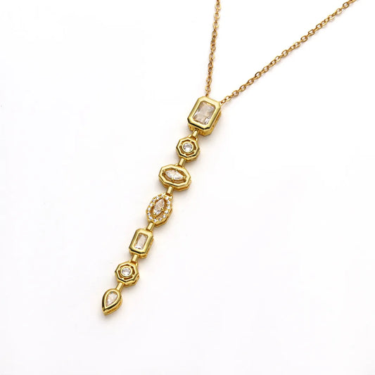 Κολιέ επιχρυσωμένο ατσάλι με zircon - NE729