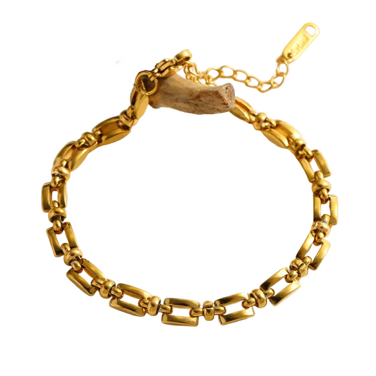 Βραχιόλι επιχρυσωμένο ατσάλι αλυσίδα τετράγωνη-BR008