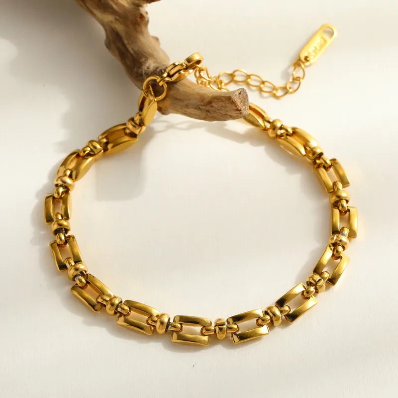 Brățară cu lanț pătrat din oțel placat cu aur-BR008