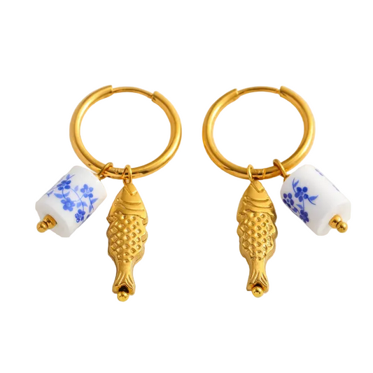 Σκουλαρίκια επιχρυσωμένο ατσάλι με ψαράκια - EA174