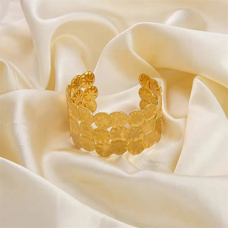 Bratara lata din otel placat cu aur-BR295