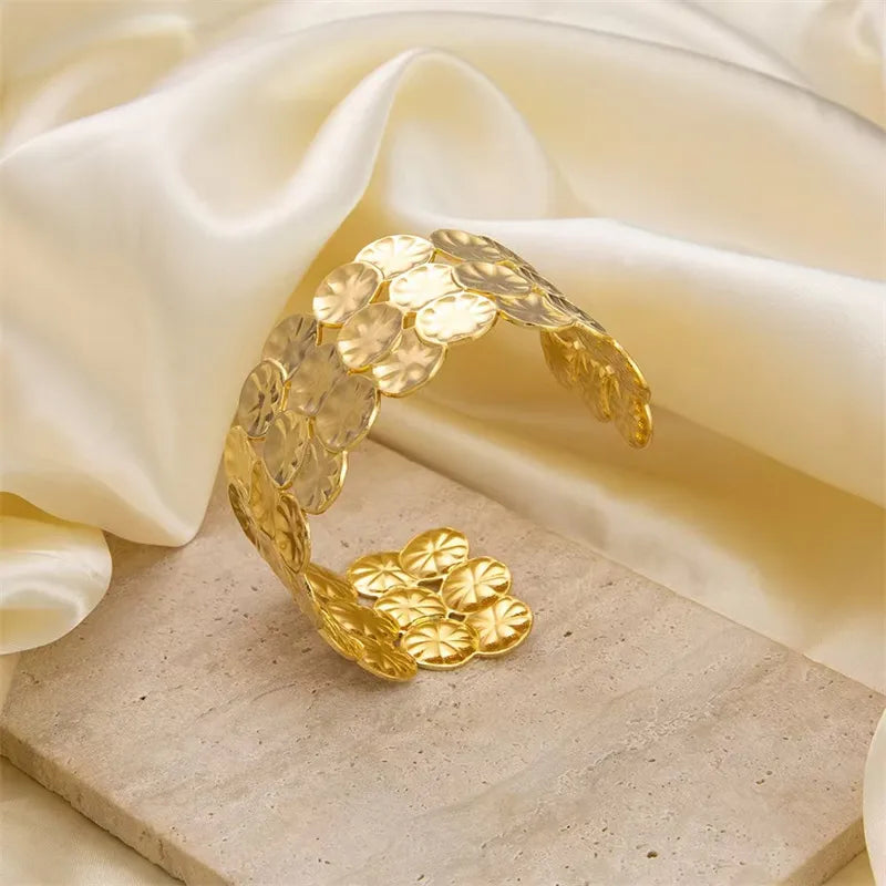 Bratara lata din otel placat cu aur-BR295