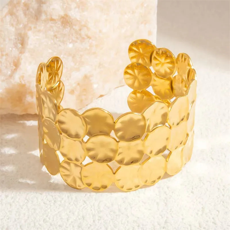 Bratara lata din otel placat cu aur-BR295