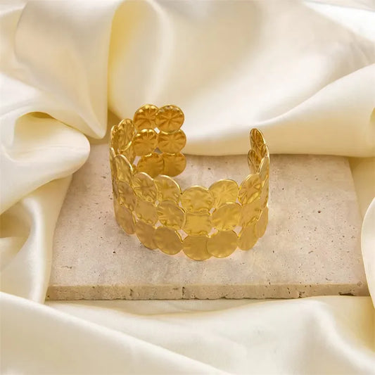 Βραχιόλι επιχρυσωμένο ατσάλι φαρδύ-BR295