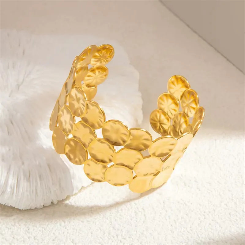 Bratara lata din otel placat cu aur-BR295