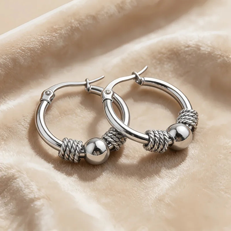 Boucles d'oreilles créoles en acier argenté et doré- EA561